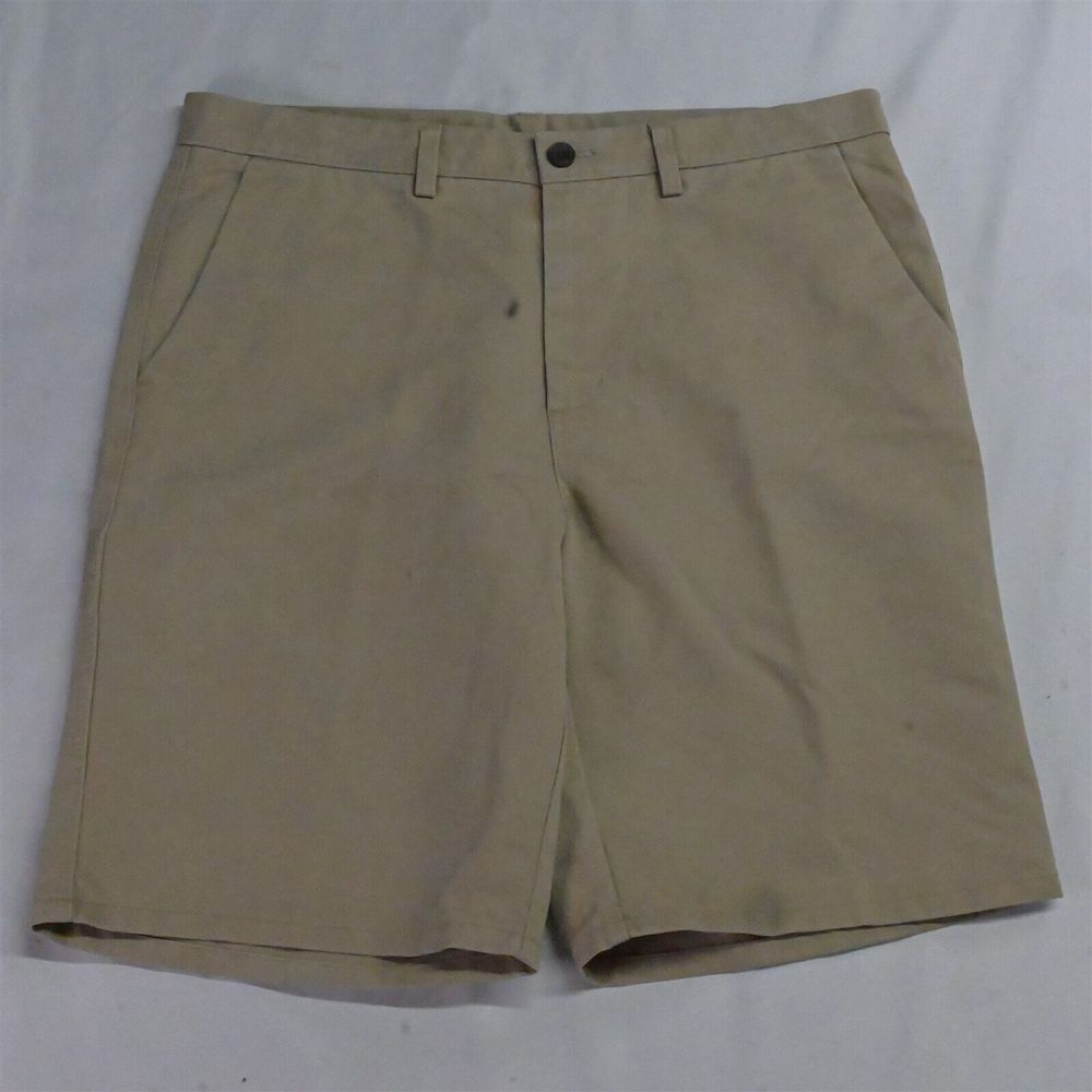 Haggar 36 x 10" Khaki Eco Cotton Blend Flat Front Mens‎ Cell Phone Cargo Shorts